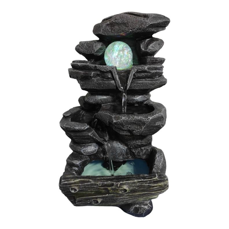 Fuente De Agua Diseño Piedra Con Luz Y Esfera, 35 Cm Alto-4