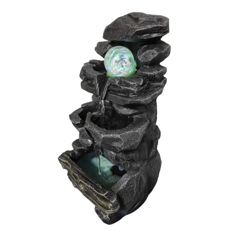 Fuente De Agua Diseño Piedra Con Luz Y Esfera, 35 Cm Alto-5