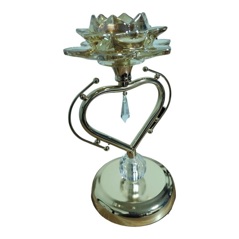 Porta Vela En Forma Corazon Material Metal/vidrio 25cm-0