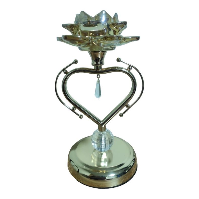 Porta Vela En Forma Corazon Material Metal/vidrio 25cm-1