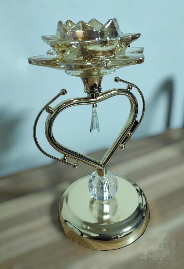Porta Vela En Forma Corazon Material Metal/vidrio 25cm-2