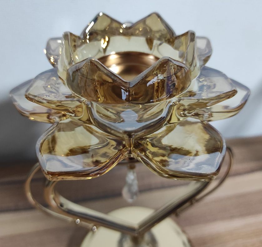 Porta Vela En Forma Corazon Material Metal/vidrio 25cm-4