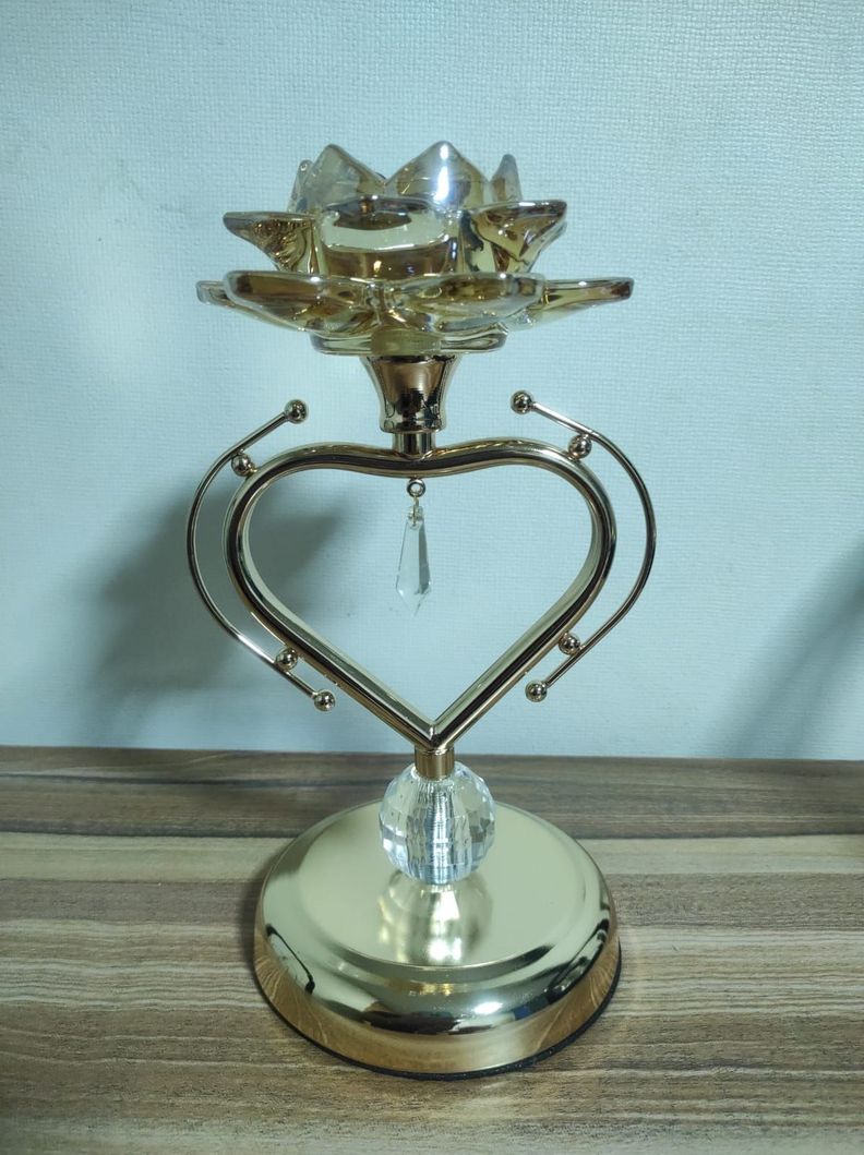 Porta Vela En Forma Corazon Material Metal/vidrio 25cm-6