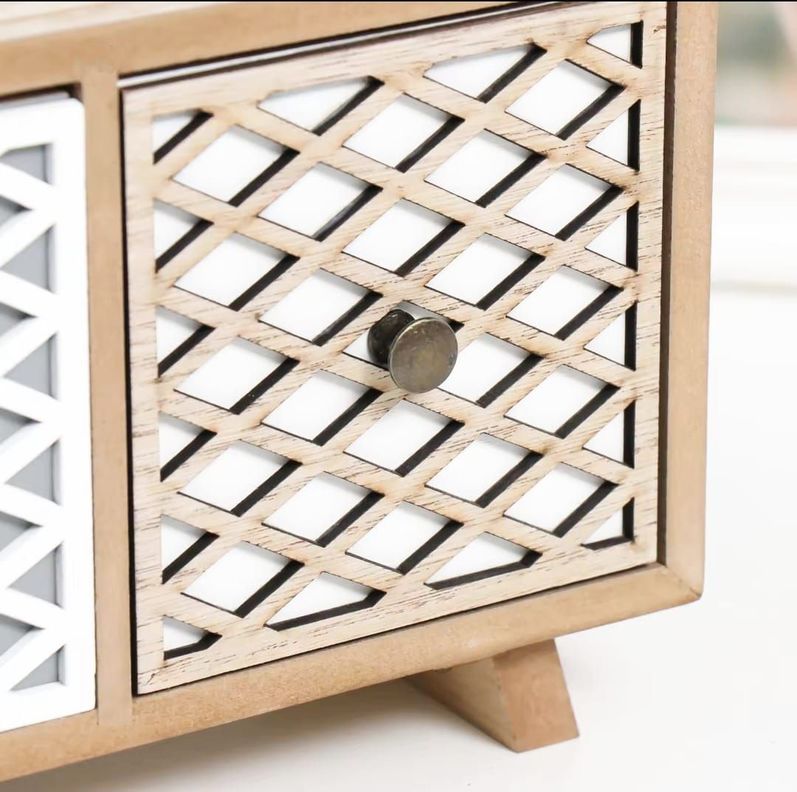 Organizador Madera 3 Cajones Malla Beige Y Blanco 32.5x14x10cm-3