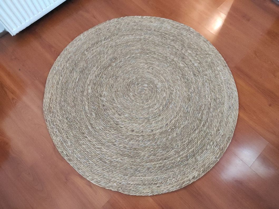 Alfombra De Yute Tradicional Lisa 120 Cm Diametro-1