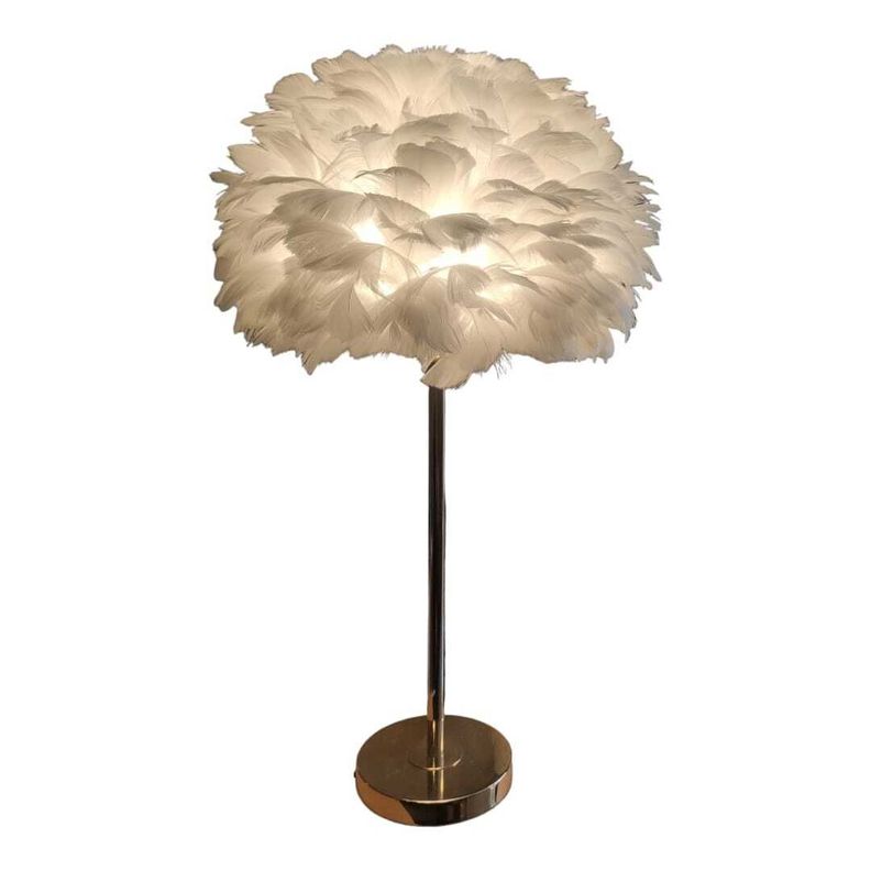 Lámpara Plumas, Elegante Diseño, Cuerpo Metal Dorado (Primera calidad) 60 Cm-0