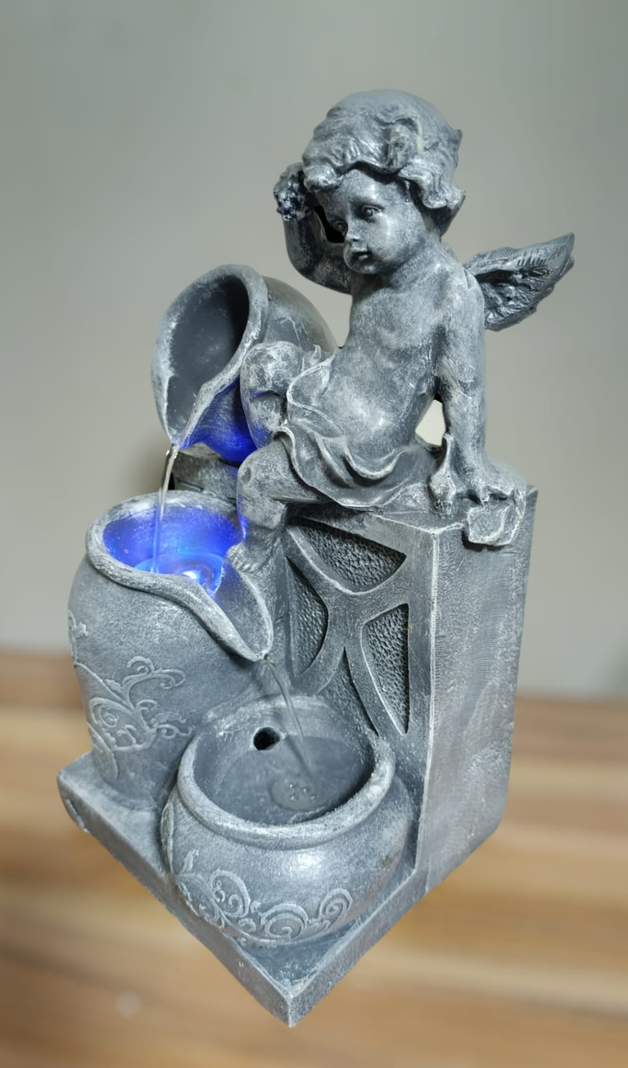 Fuente De Agua 3 Cantaros Angel Con Luz Led 36x19x16 Cm-2