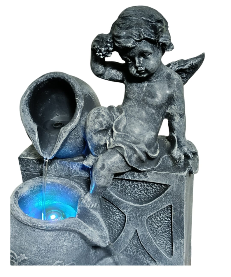 Fuente De Agua 3 Cantaros Angel Con Luz Led 36x19x16 Cm-3