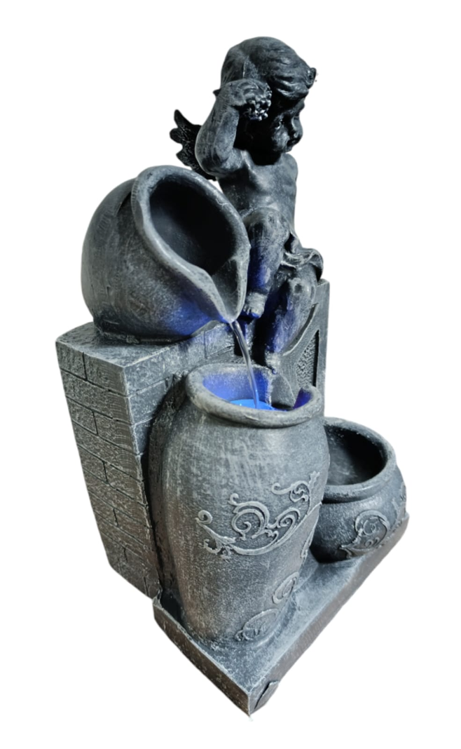 Fuente De Agua 3 Cantaros Angel Con Luz Led 36x19x16 Cm-4