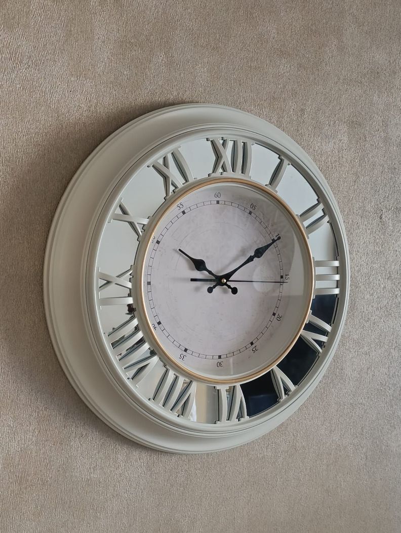Reloj Pared Espejado, Colores Blanco/negro, Números Romanos 51cm-1