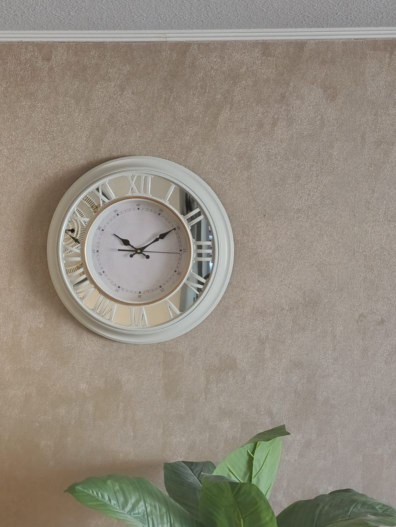 Reloj Pared Espejado, Colores Blanco/negro, Números Romanos 51cm-2