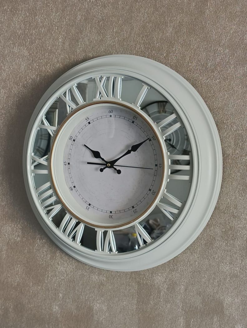 Reloj Pared Espejado, Colores Blanco/negro, Números Romanos 51cm-3