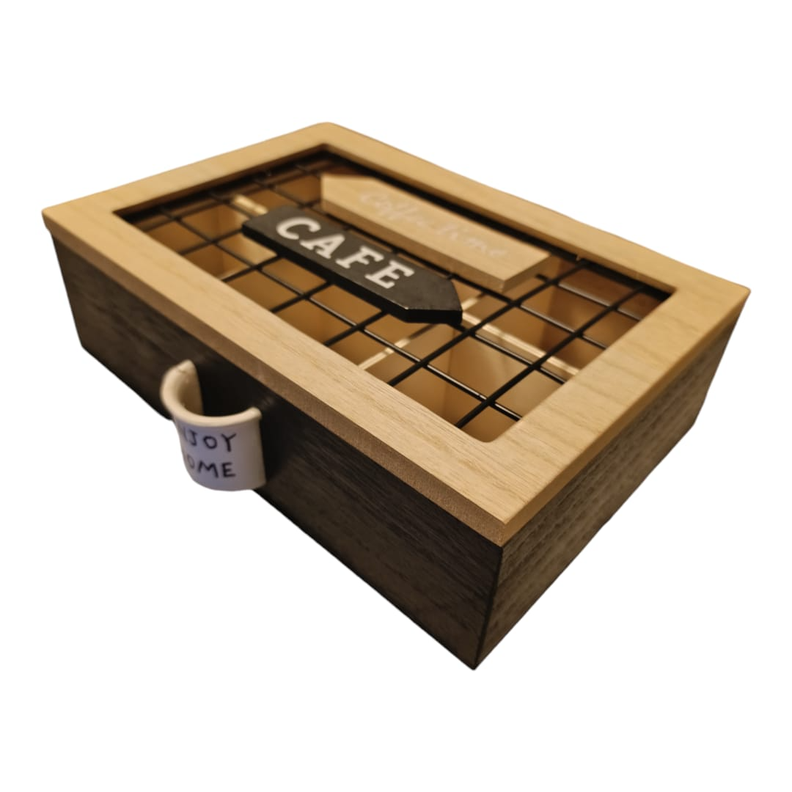 Caja Madera Para Bolsas De Te 6 Divisiones Diseño Coffe Time-2