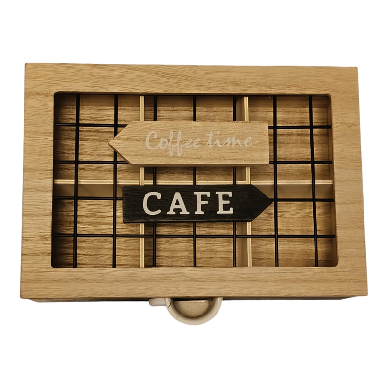 Caja Madera Para Bolsas De Te 6 Divisiones Diseño Coffe Time-4