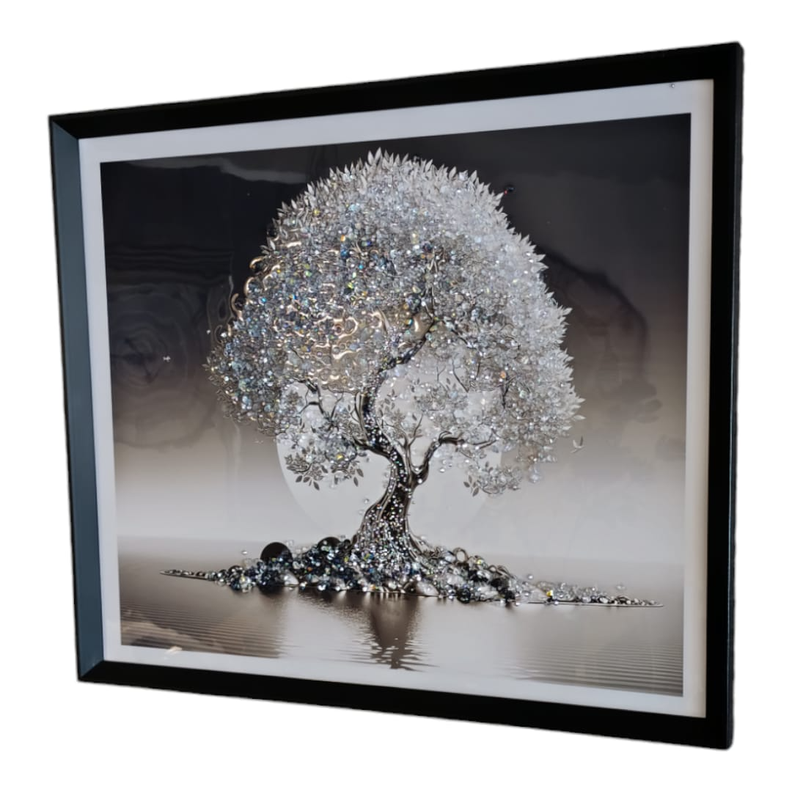 Cuadro Arbol Diamante, Pintura Diamante, Marco Negro 61x51cm-0