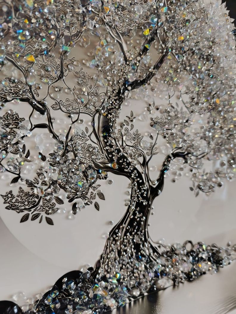 Cuadro Arbol Diamante, Pintura Diamante, Marco Negro 61x51cm-2