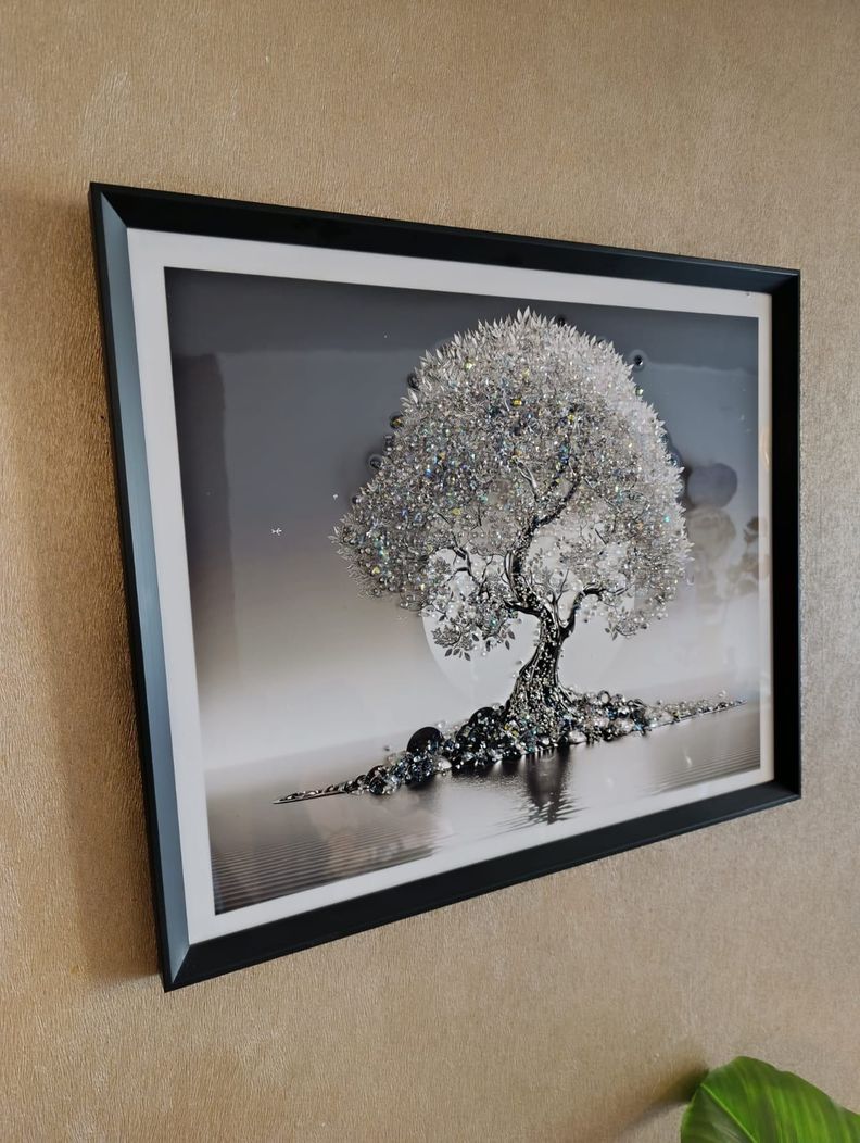 Cuadro Arbol Diamante, Pintura Diamante, Marco Negro 61x51cm-3