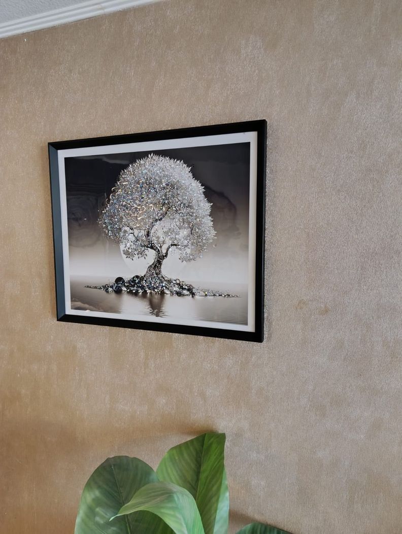 Cuadro Arbol Diamante, Pintura Diamante, Marco Negro 61x51cm-4