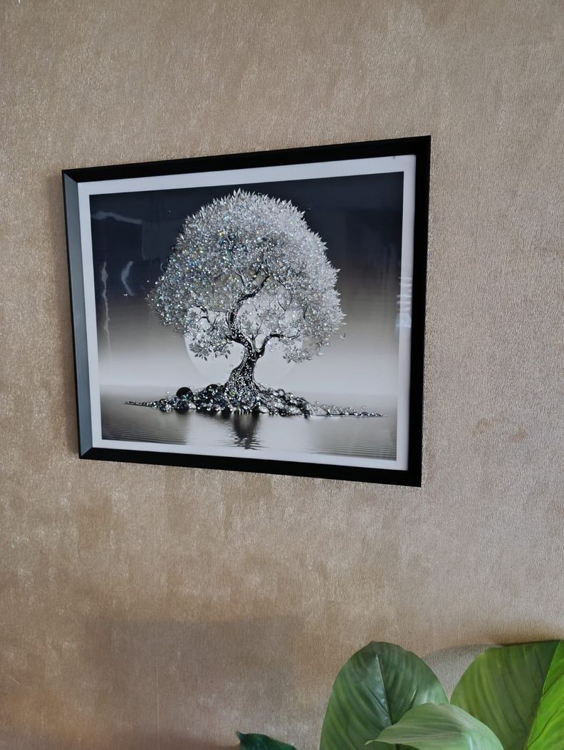 Cuadro Arbol Diamante, Pintura Diamante, Marco Negro 61x51cm-5