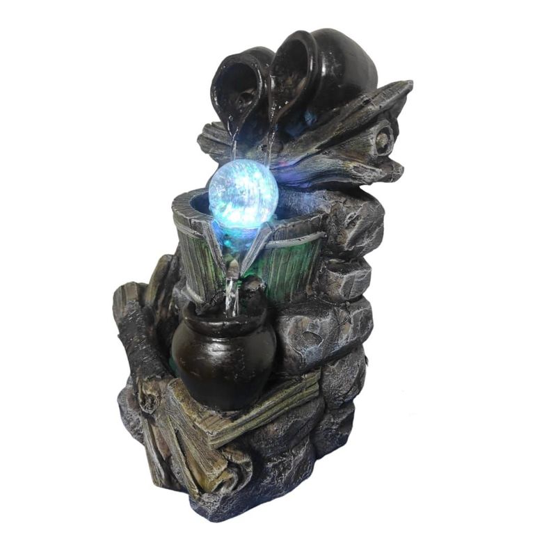 Fuente De Agua Diseño 3 Cantaros Con Luz Y Esfera, 35 Cm-3