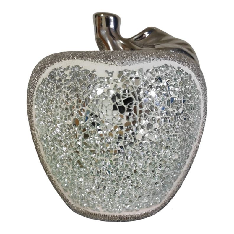 Figura Decorativa Manzana Espejada Platadeada-0