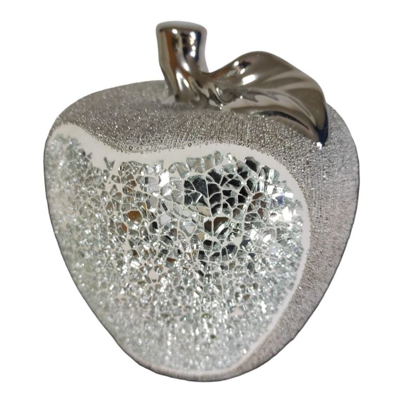 Figura Decorativa Manzana Espejada Platadeada-2
