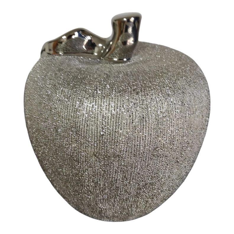 Figura Decorativa Manzana Espejada Platadeada-4