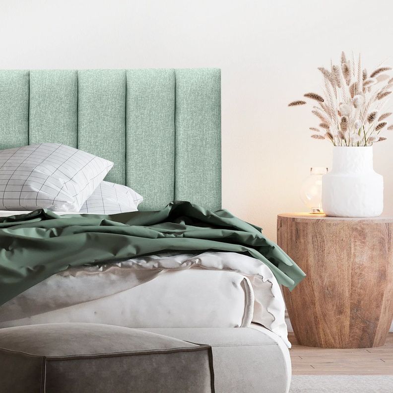 Respaldo de Cama Tubular Vertical Lino Verde Jeans - King
