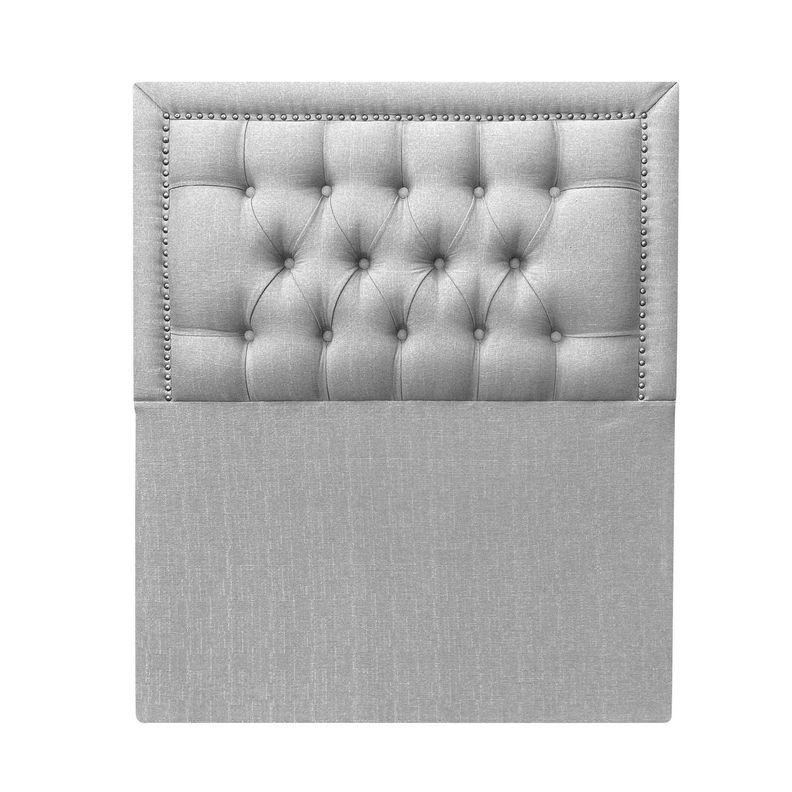 Respaldo Capitoné Frame Tachas 1 plaza Lino Gris Plata-0