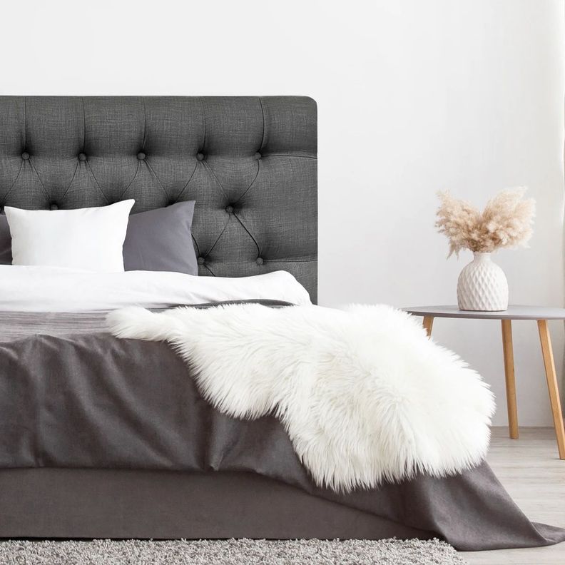 Respaldo de Cama Capitoné Premium Lino Grafito 2 Plazas-0