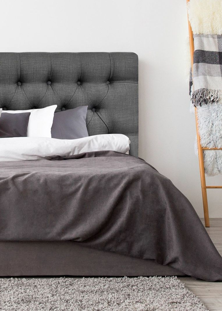 Respaldo de Cama Capitone Premium Lino Grafito - 2 Plazas