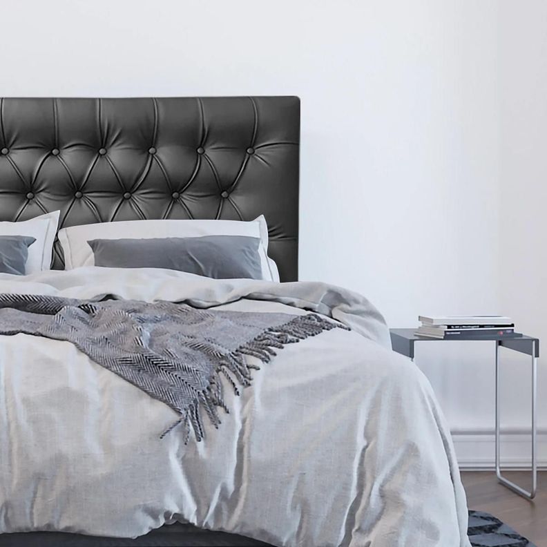 Respaldo de Cama Capitoné Premium Ecocuero Negro 2 Plazas-0