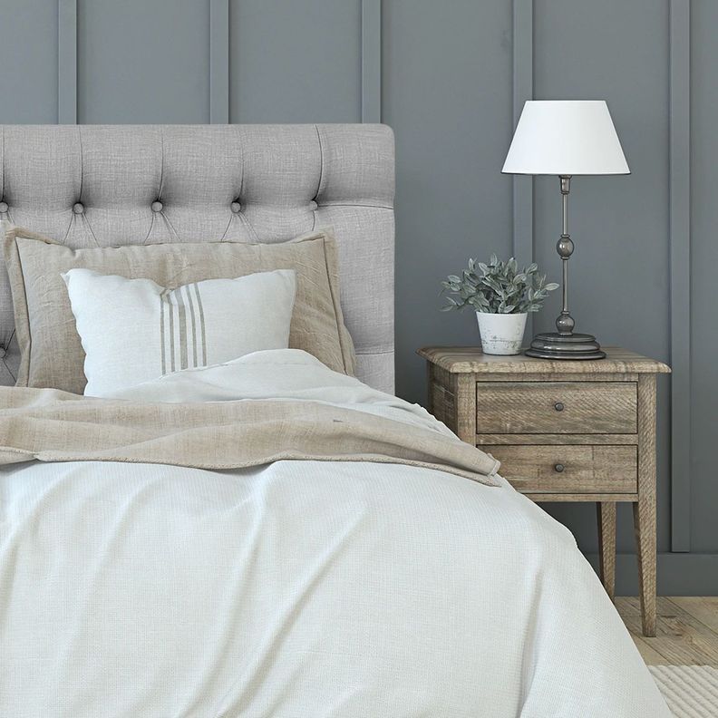 Respaldo de Cama Capitoné Premium Lino Gris Plata King-0