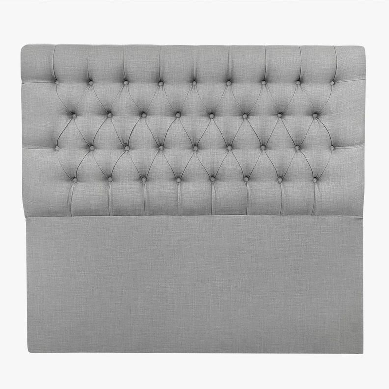 Respaldo de Cama Capitoné Premium Lino Gris Plata King-1