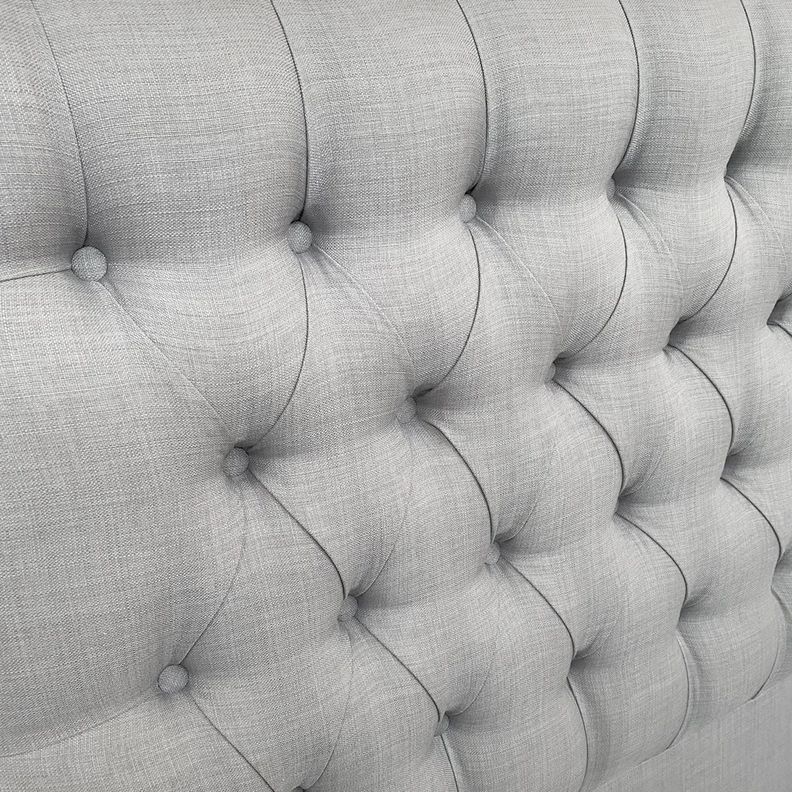 Respaldo de Cama Capitoné Premium Lino Gris Plata King-2