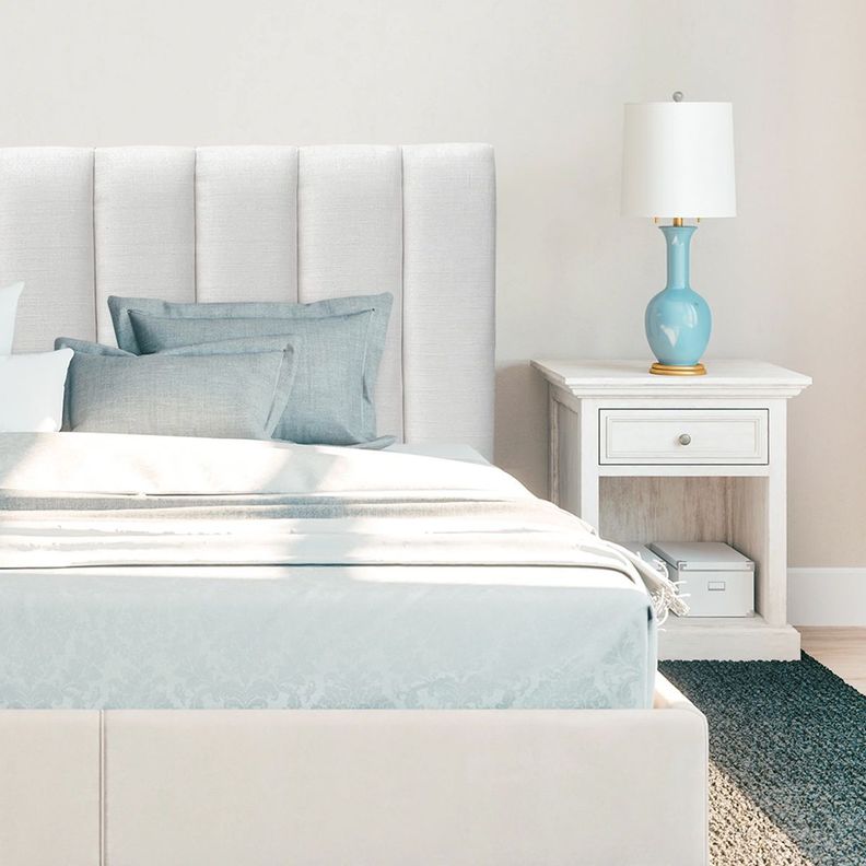 Respaldo de Cama Tubular Vertical Lino Crema - 1 Plaza