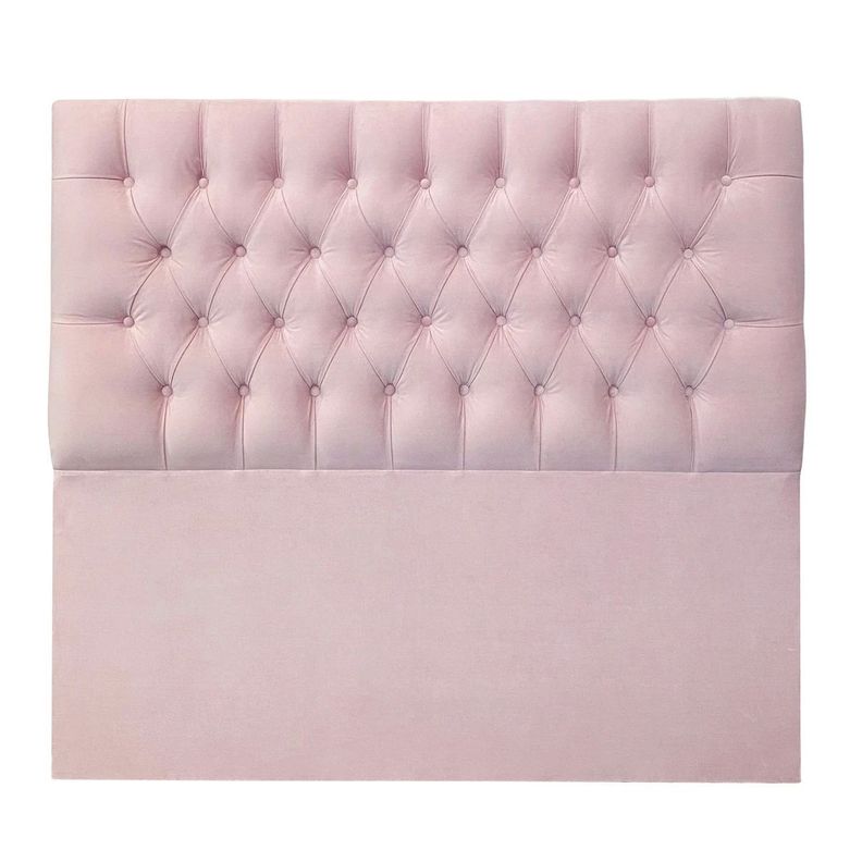 Respaldo de Cama Capitoné Premium Felpa Rosado Claro 2 Plazas-1