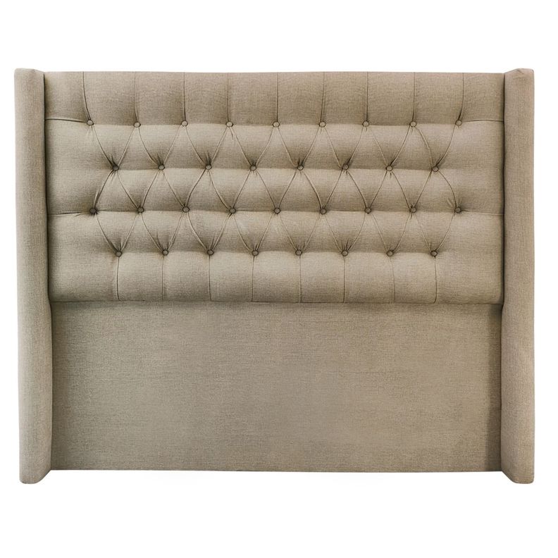 Respaldo Capitoné Wing Recto  Lino Beige King-0