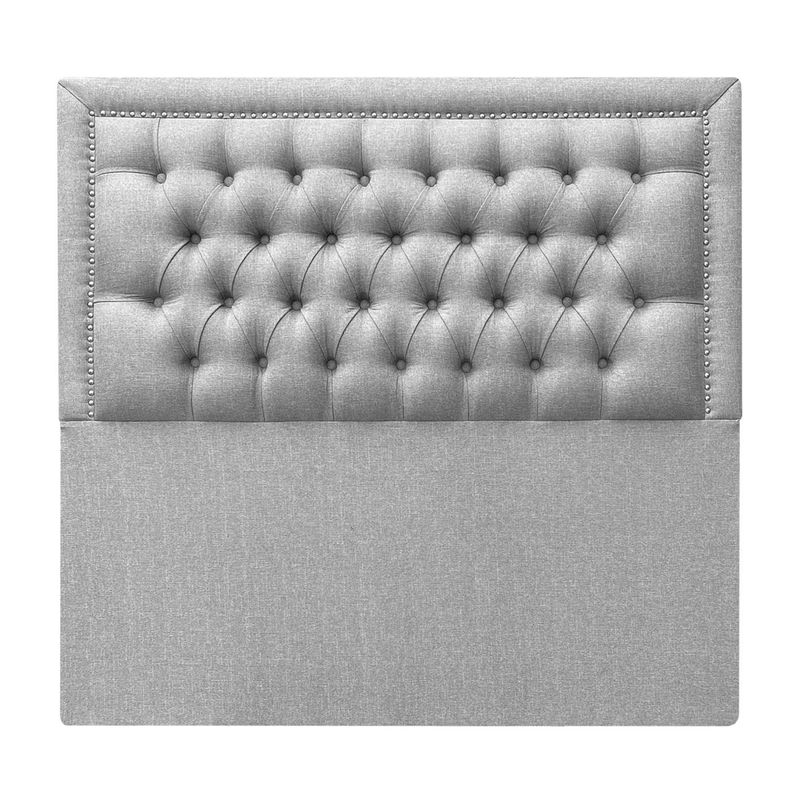 Respaldo Capitoné Frame Tachas 2 plazas Lino Gris Plata-0