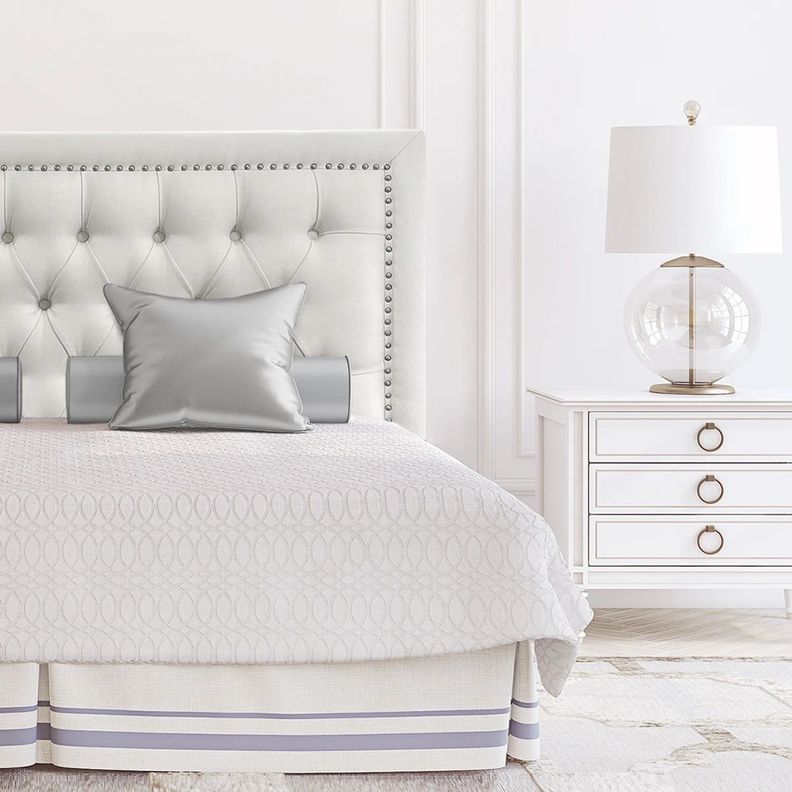 Respaldo de Cama Capitoné Frame Tachas Lino Crema 2 Plazas-0