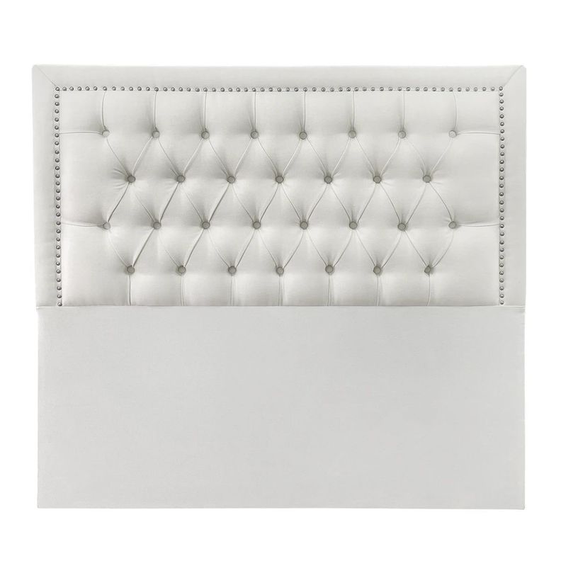 Respaldo de Cama Capitoné Frame Tachas Lino Crema 2 Plazas-1