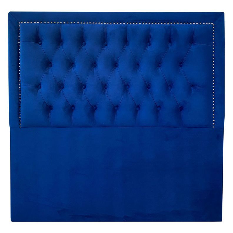 Respaldo Capitoné Frame Tachas  Felpa Azul Rey  - 2 Plazas-0