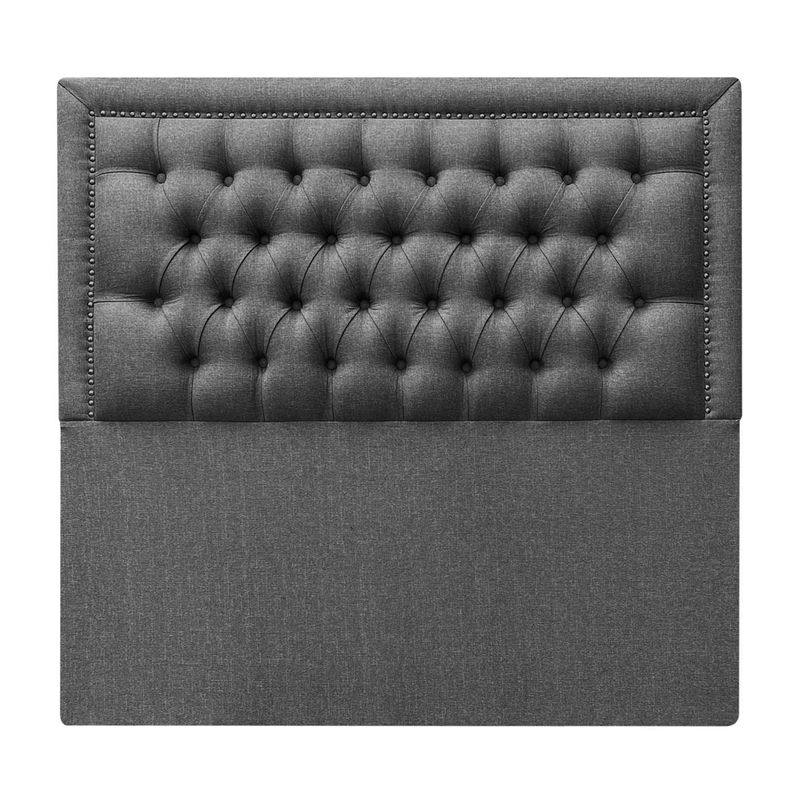 Respaldo Capitoné Frame Tachas King Lino Gris-0