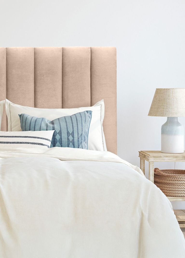 Respaldo de Cama Tubular Vertical Felpa Beige - 2 Plazas