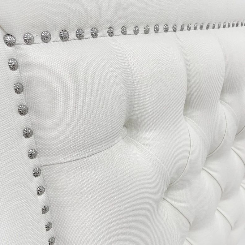 Respaldo de Cama Capitoné Frame Tachas Lino Crema 1,5 Plazas-2