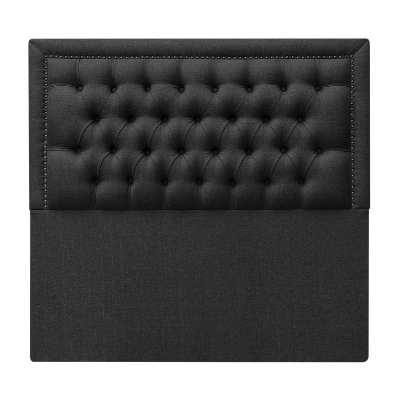 Respaldo Capitoné Frame Tachas 2 plazas Lino Negro-0