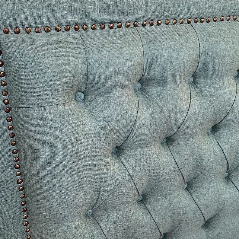 Respaldo de Cama Capitoné Frame Tachas Lino Verde Jeans King-2