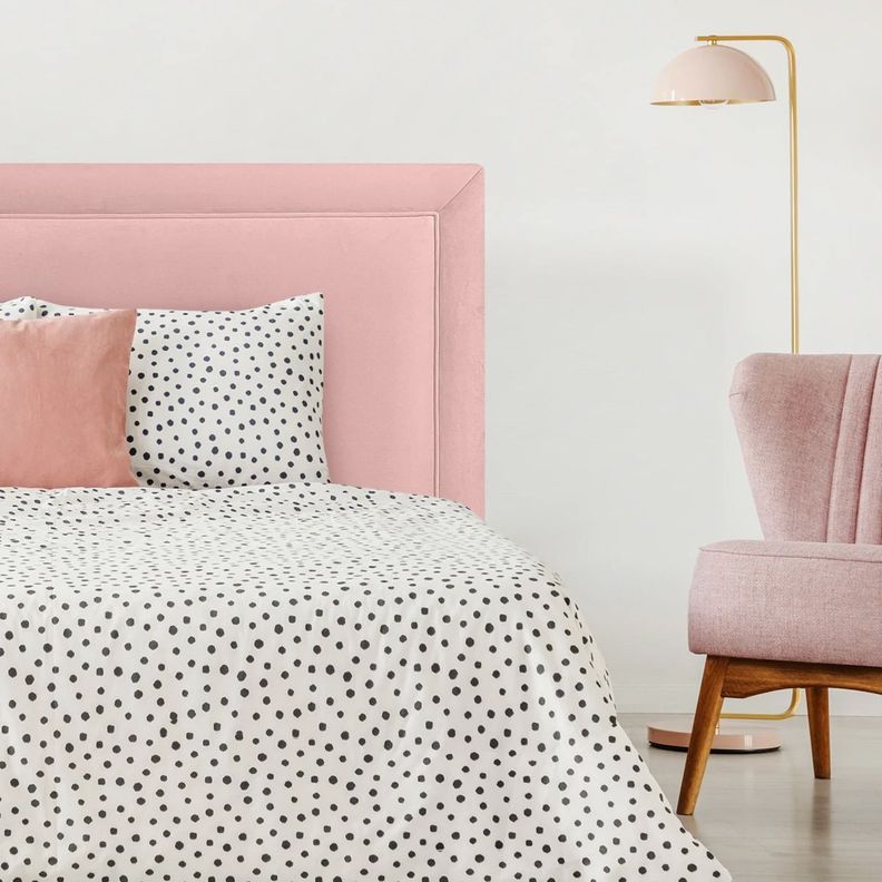 Respaldo de Cama Flat Frame Vivo Felpa Rosado Claro - Queen