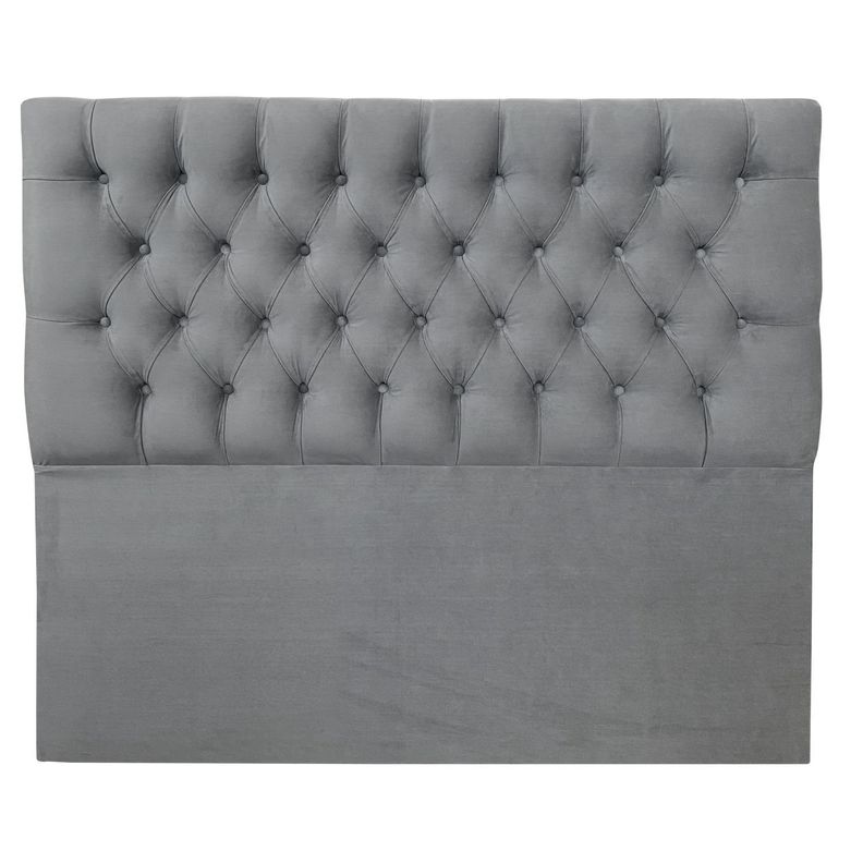 Respaldo Capitoné Premium Felpa Gris Plata - 2 Plazas-0