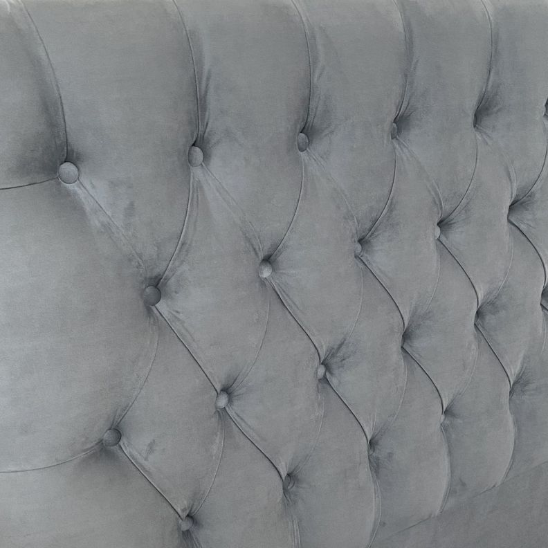 Respaldo Capitoné Premium Felpa Gris Plata - 2 Plazas-1